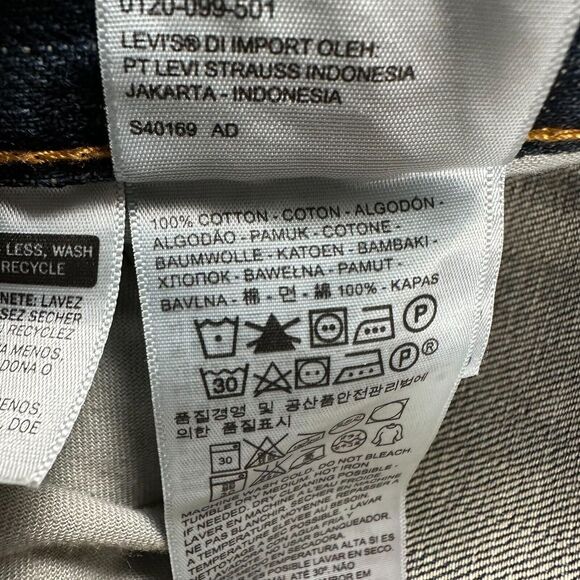 Levis 505 Mens Size 40x32 Blue Regular Fit Denim Jeans High Rise Straight Leg - Picture 6 of 8